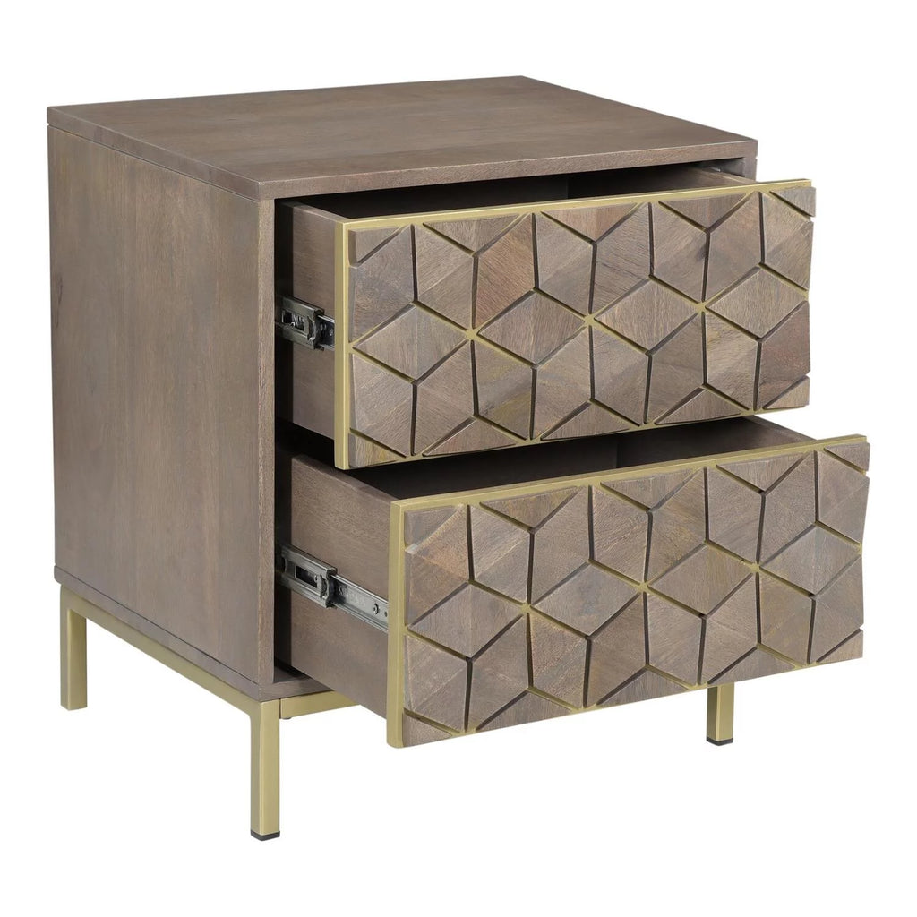 Gray 2-Drawer Wood Nightstand M3263