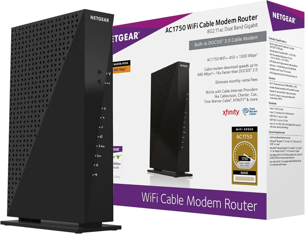 Cable Modem WiFi Router Combo, AC1900, DOCSIS 3.0 J501711