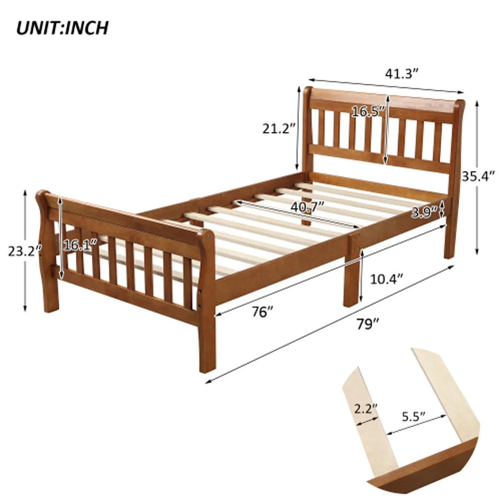 Wood Platform Bed with Headboard and Footboard V9334