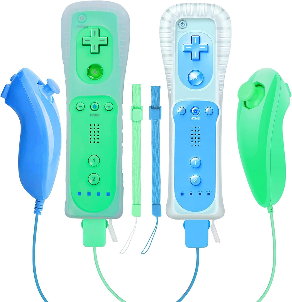2 Packs Wireless Controller and Nunchuck Joystick with Silicone Case and Wrist Strap Z8784