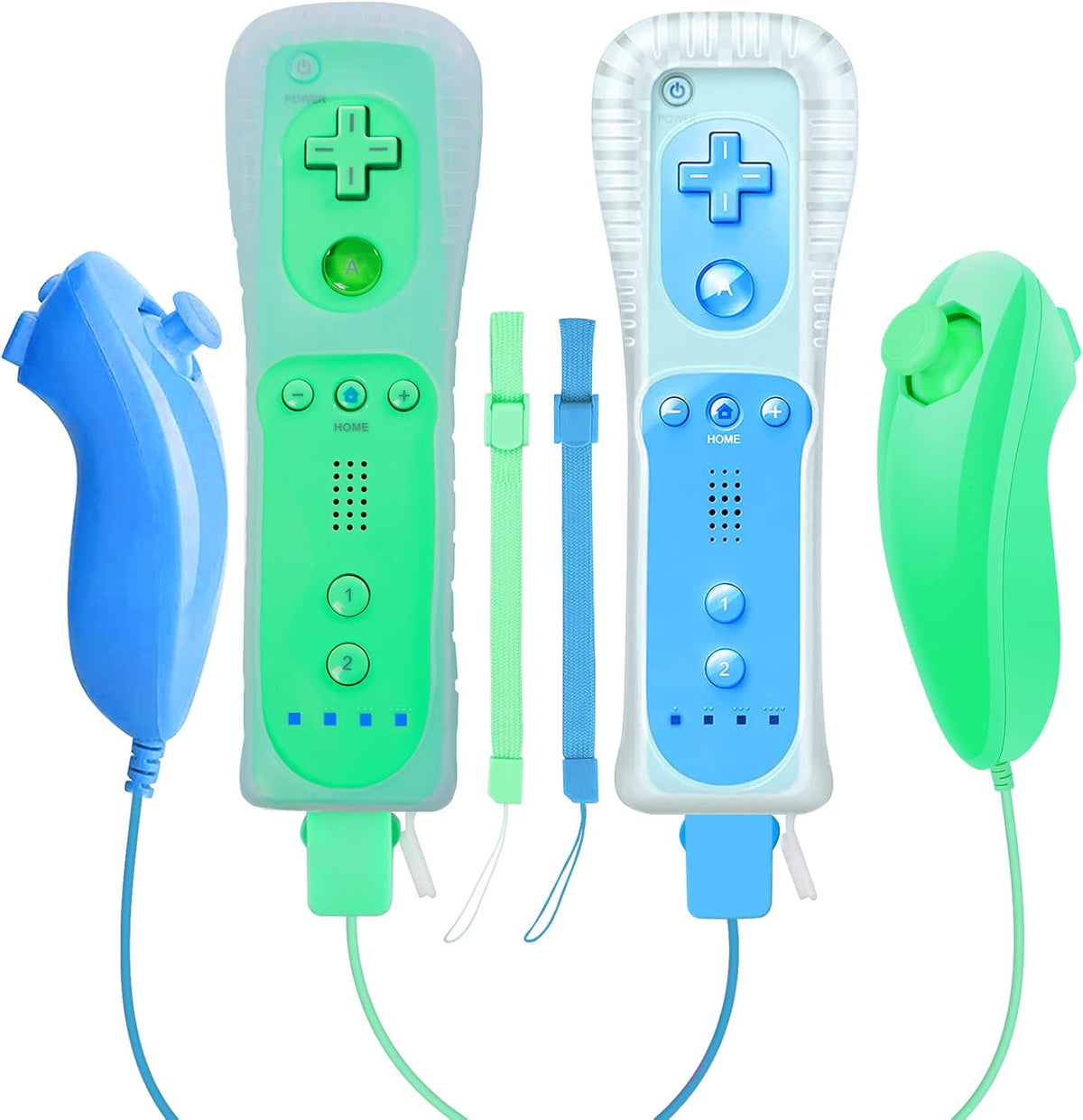 2 Packs Wireless Controller and Nunchuck Joystick with Silicone Case and Wrist Strap Z8784