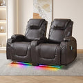 Brown Electric Power Loveseat Recliner Chair with Storage Armrest R7681