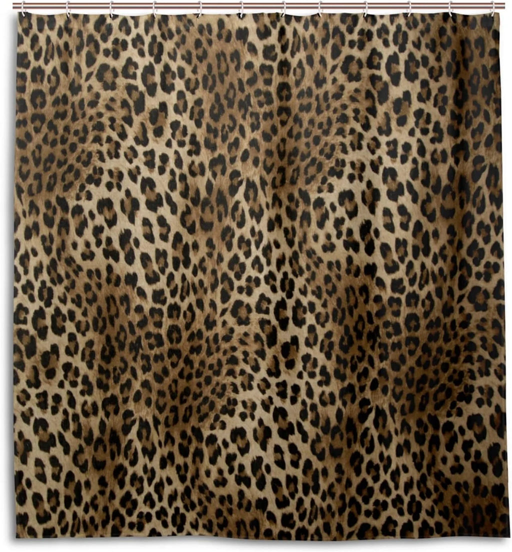 Animal Tiger Print Waterproof Polyester Shower Curtain Set with Hooks, 66 X 72 Inches C342543
