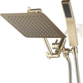 All Metal Dual Square Shower Head Combo with Handheld Shower Wand and 71" Extra Long Flexible Hose T715
