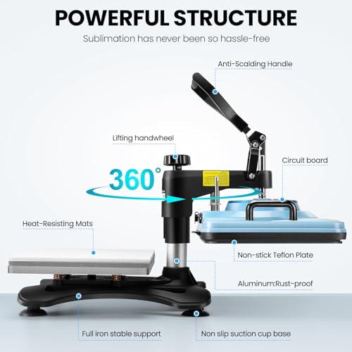 15"x12" 8 in 1 Swing Away Heat Press Machine D148
