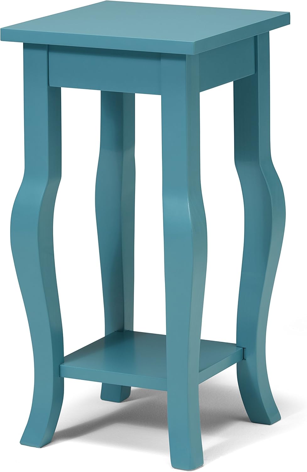 Black Wood Pedestal End Table with Display Shelf M594399