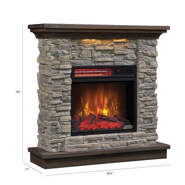 Smoky Gray Stone Electric Fireplace Wall Mantel Z131101