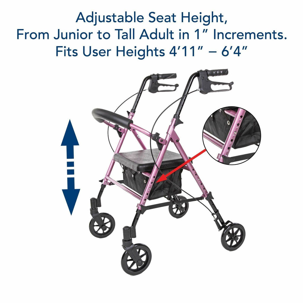 Pink Aluminum Rolling Walker J909608