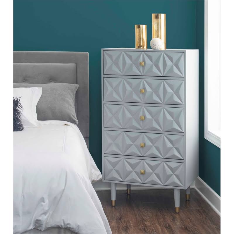 Gray Wood Five Drawer Chest P7297