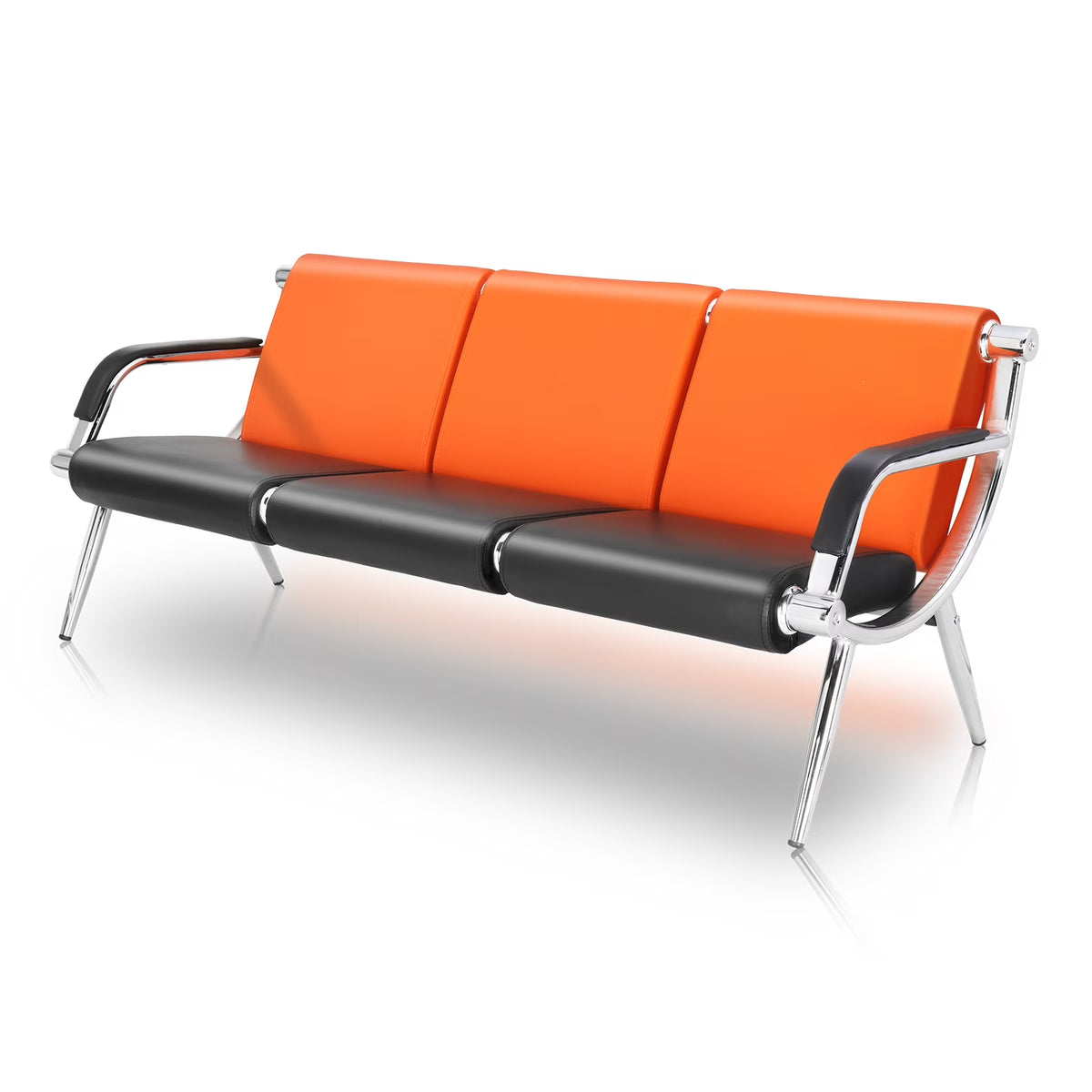 Orange 3-Seat Bench with Armrest E182110