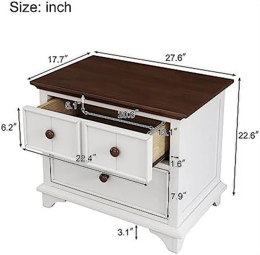 White Walnut 2 Drawer Nightstand I216