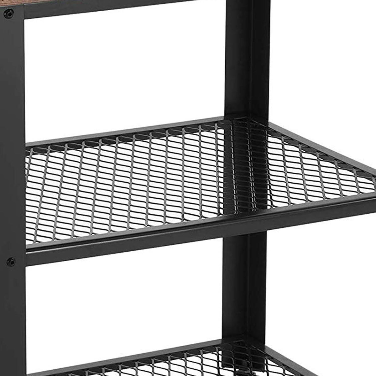 3 Tier Wooden Serving Cart with 2 Mesh Shelves Black and Brown E7650