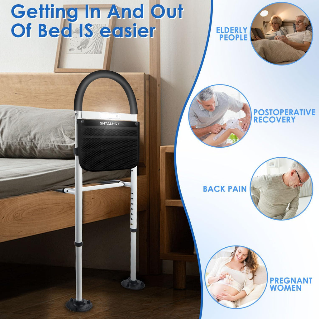 Adjustable Bed Safety Rails with Motion Light & Storage Pocket R8992