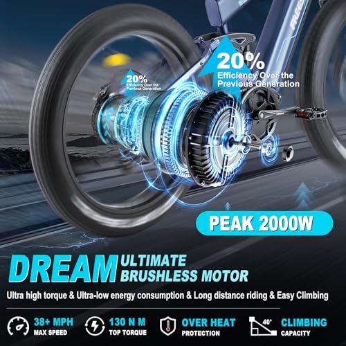 Dual Battery 48V 35AH 2000W 80-155 Miles Electric Bike 26" Fat Tire Full Suspension EBike with Dual Hydraulic Brakes N556647