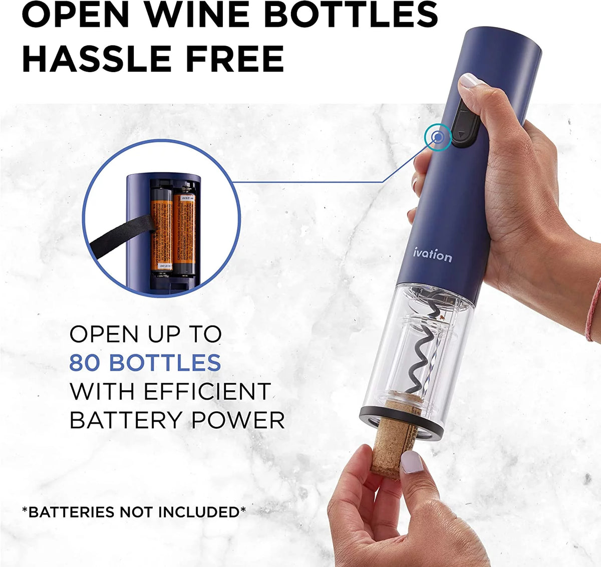Wine Accessory Kit with Electric Bottle Opener, Aerator Dispenser, Preserver Pump, Cork Stoppers & Foil Cutter D1721