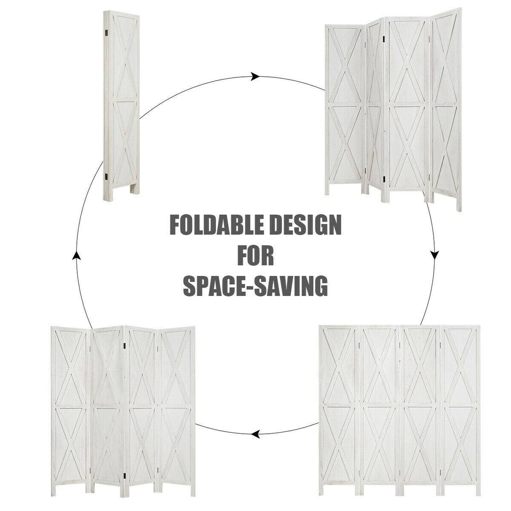 Brown 4 Panels Folding Wooden Room Divider S8129