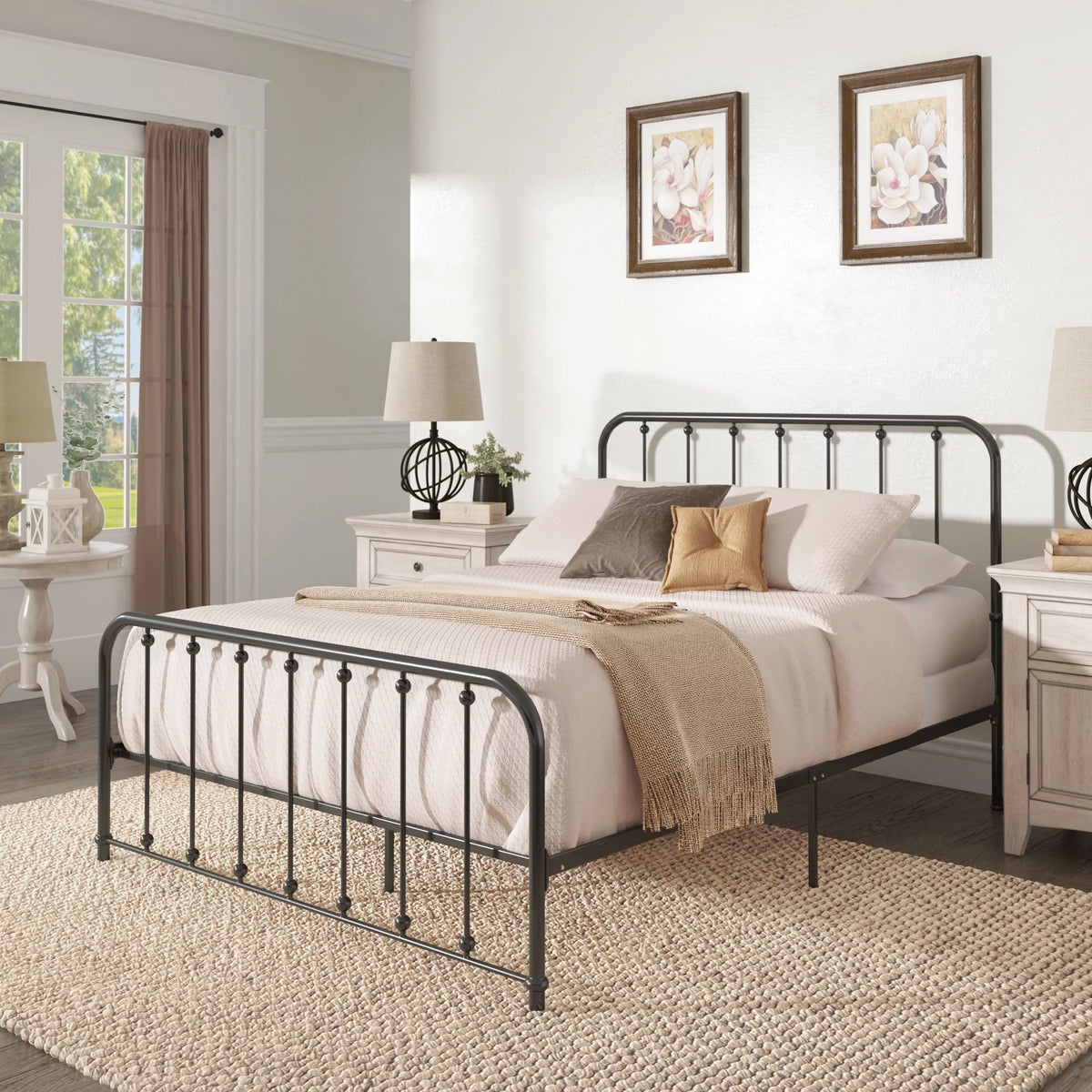 White Metal Platform Full Bed H793