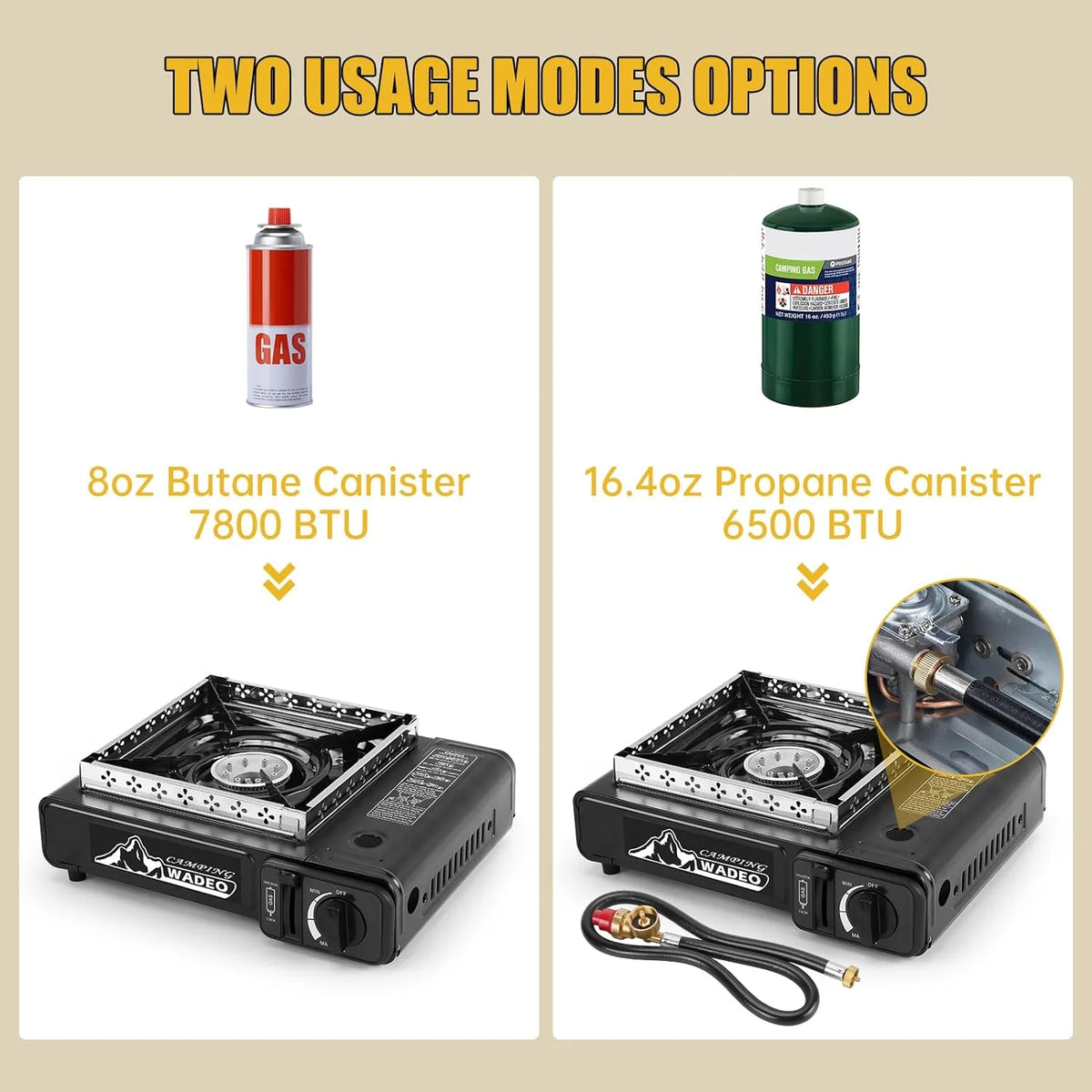 Portable Dual Fuel Camping Stove with Propane Regulator Hose O55328