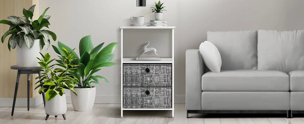 2 Drawer Nightstand with Shelf Y528