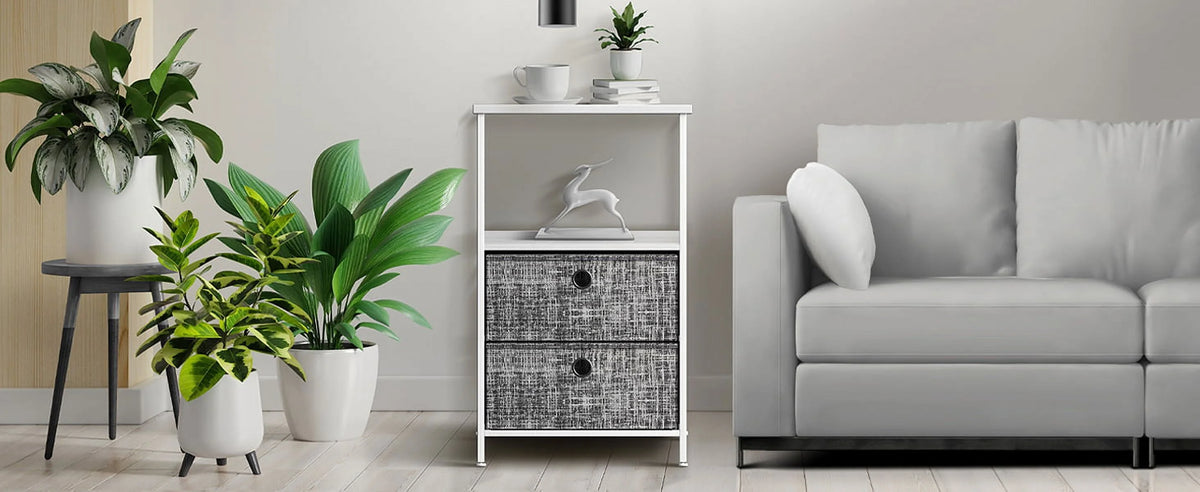 2 Drawer Nightstand with Shelf Y528