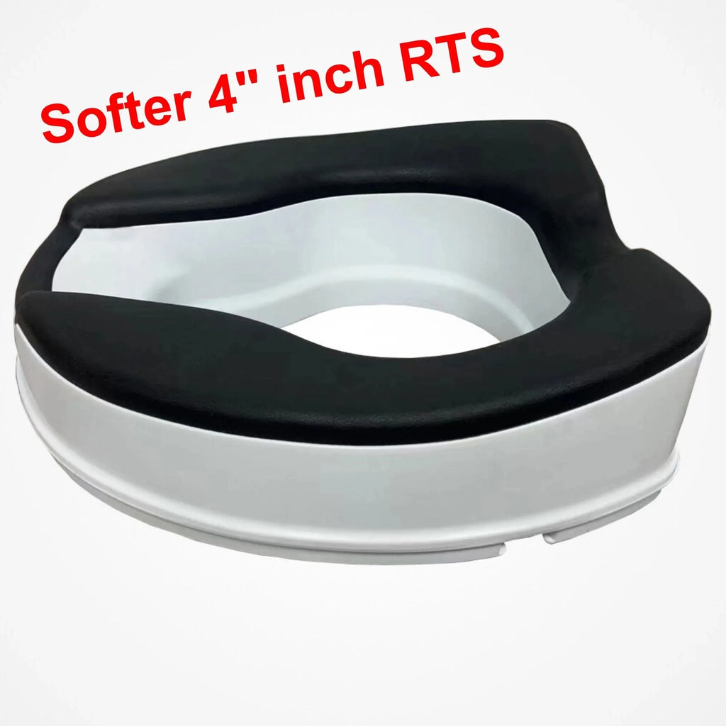 4-inch Raised Toilet Seat, Black Padded, Adjustable White D7171