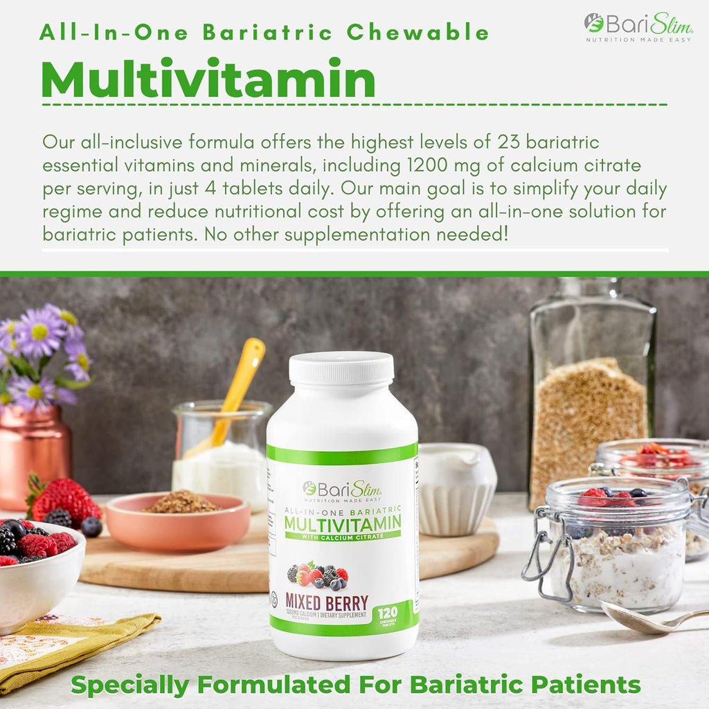 Bariatric Chewable Multivitamin Tablets with Calcium Citrate Mixed Berry 120 Count Q4985