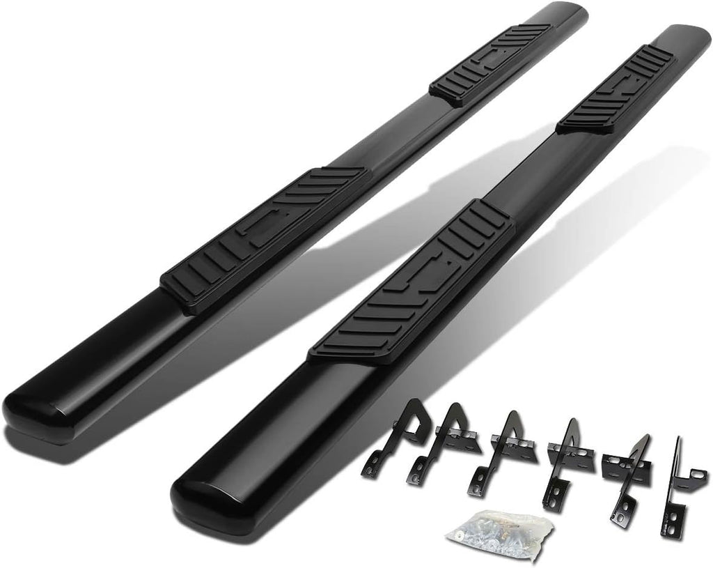 5 Inches Oval Tubing Side Step Nerf Bar Running Board Stainless Steel Black Powdercoated V528844