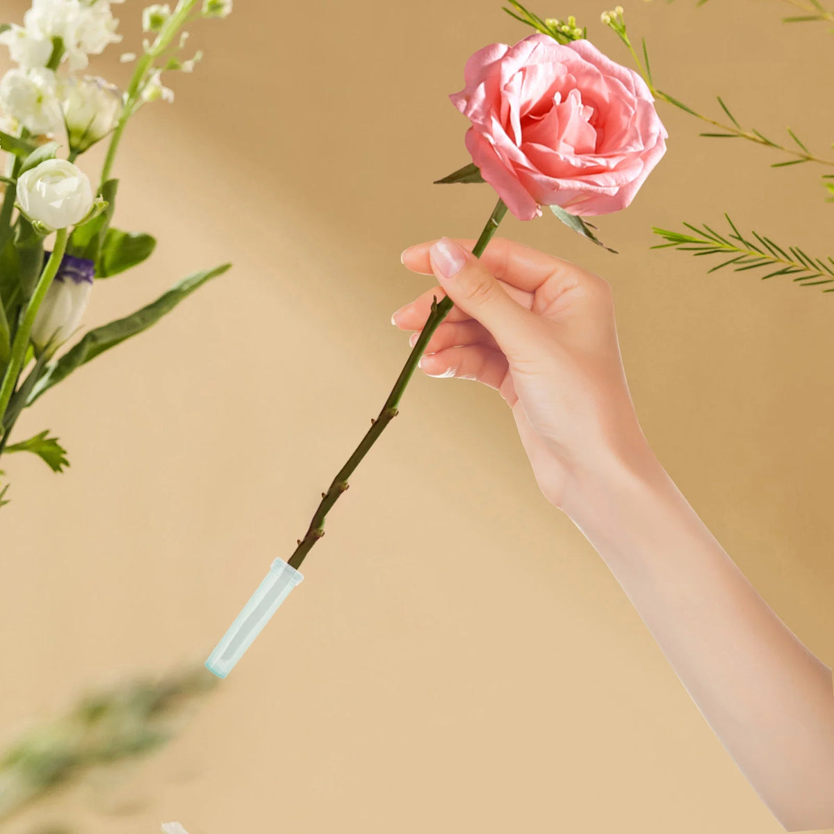 100 Pcs Light Green Plastic Water Tubes for Flowers J6824
