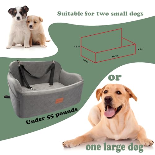 Large Dog Car Seat with Memory Foam Cushion and Storage Pockets (Black) I581