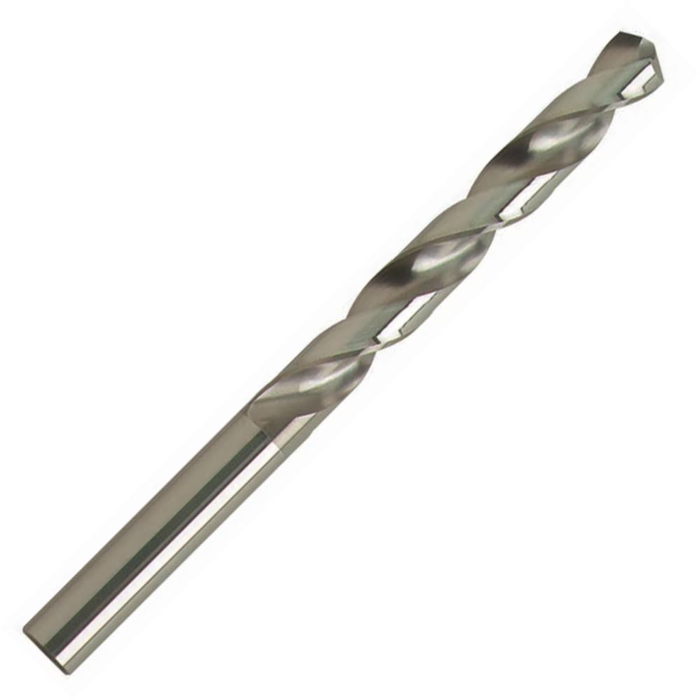 9.9mm 118° Solid Carbide Jobber Drill, Bright Finish, Right Hand Cut, Spiral Flute, 133mm OAL, Faceted Point M342