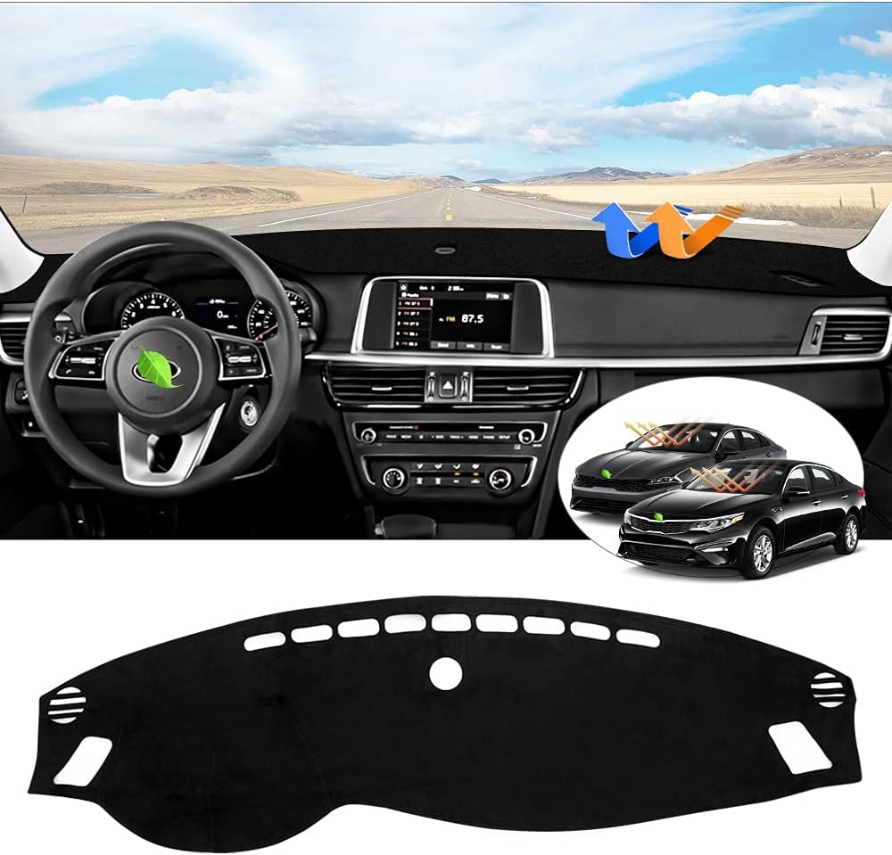Suede Dash Cover for Kia Optima Dashboard Mat Non-Slip Carpet Odorless Sunshade Protector Pack of 2 Y63034