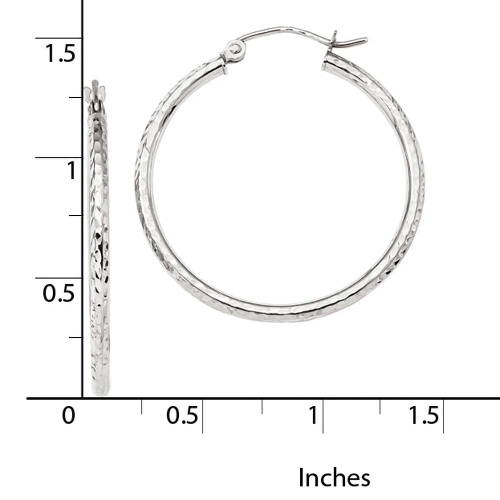 10 Karat White Gold 2mm Hoop Earrings O4244