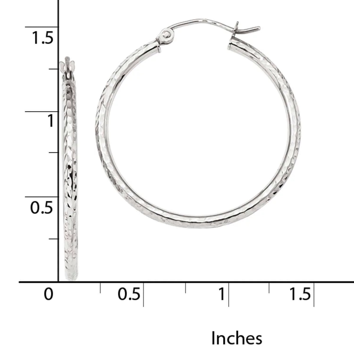 10 Karat White Gold 2mm Hoop Earrings O4244