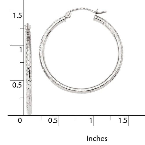 10 Karat White Gold 2mm Hoop Earrings O4244