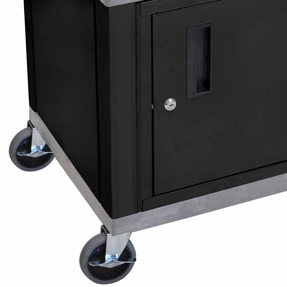 Gray 3 Shelf AV Cart with Cabinet F162