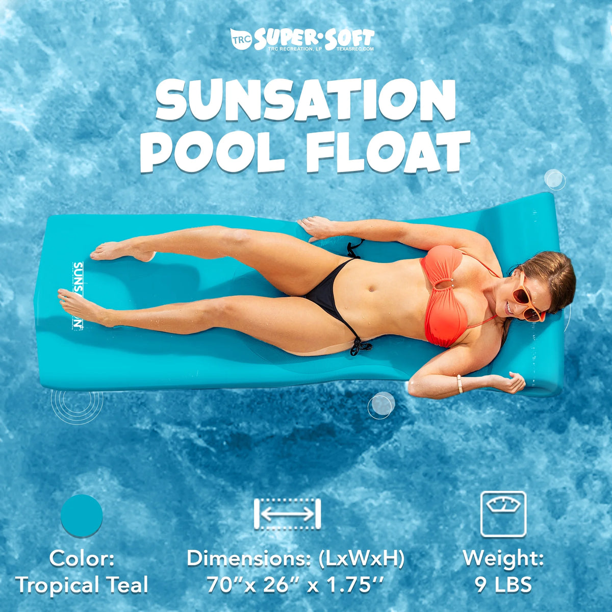 Teal 70 Inch Foam Pool Float Lounger (2 Pack) S471211
