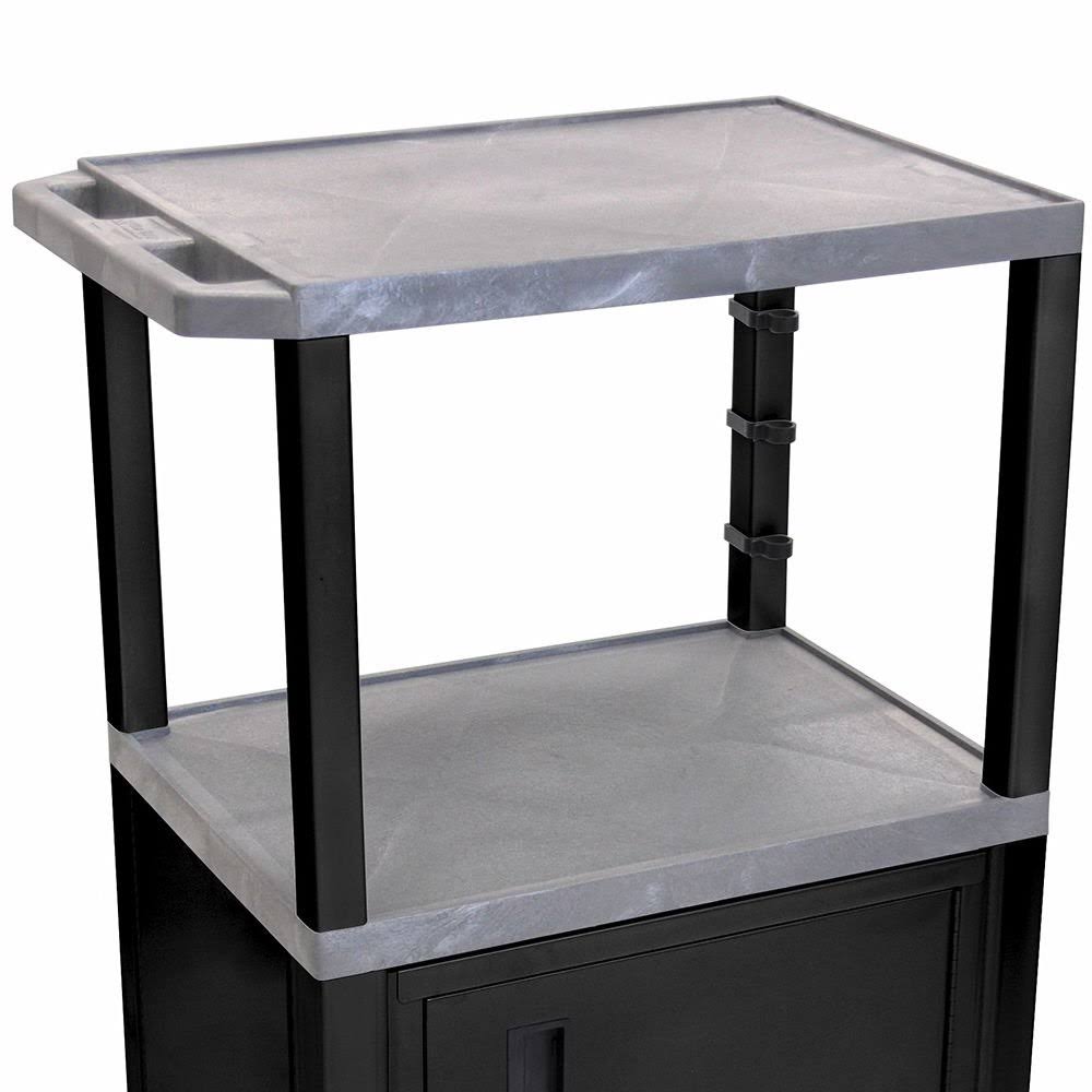 Gray 3 Shelf AV Cart with Cabinet F162