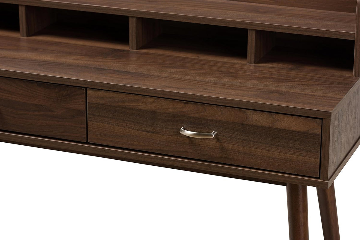 Walnut Brown 2-Drawer Desk B465