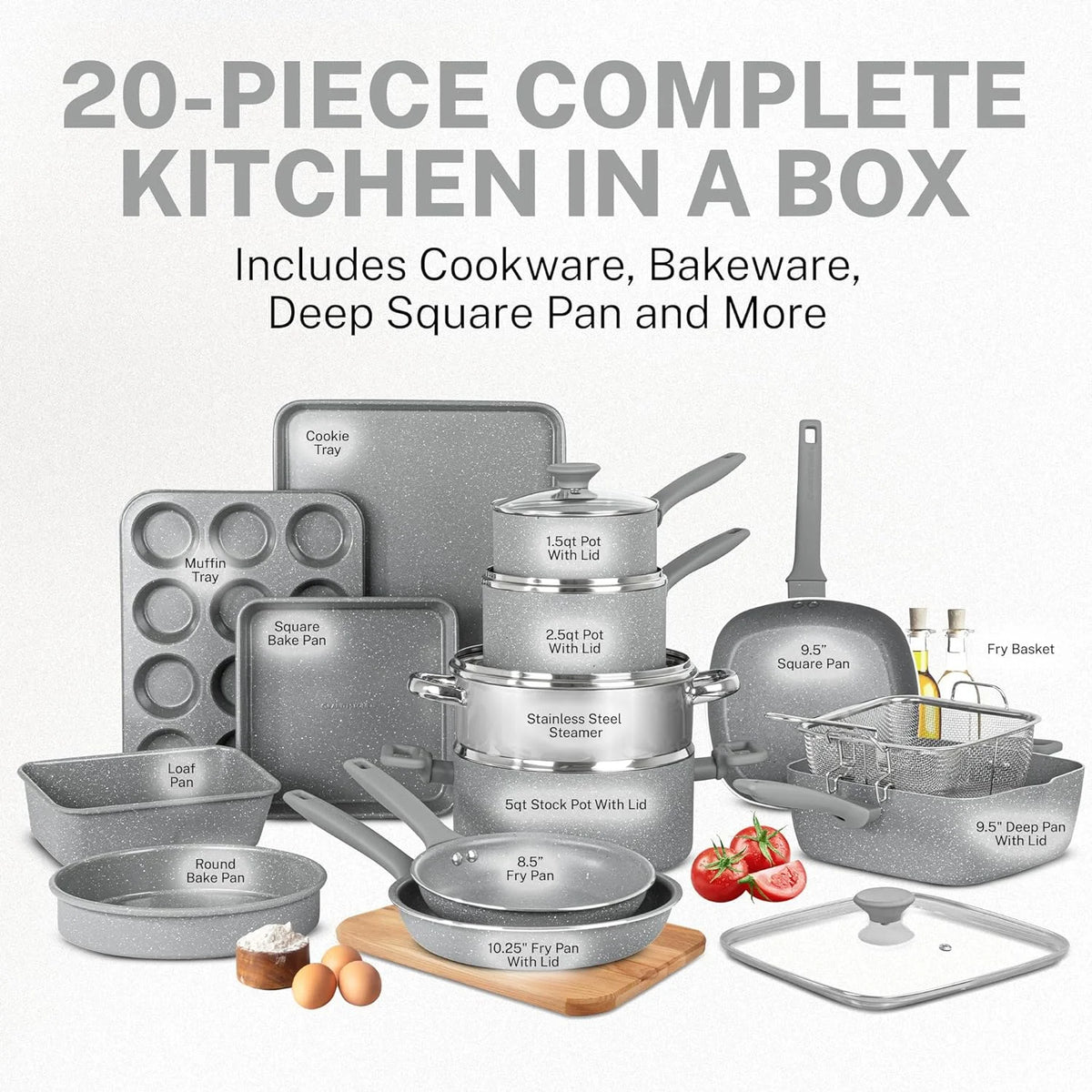 20 Pc Non Stick Pots and Pans Cookware Set M178