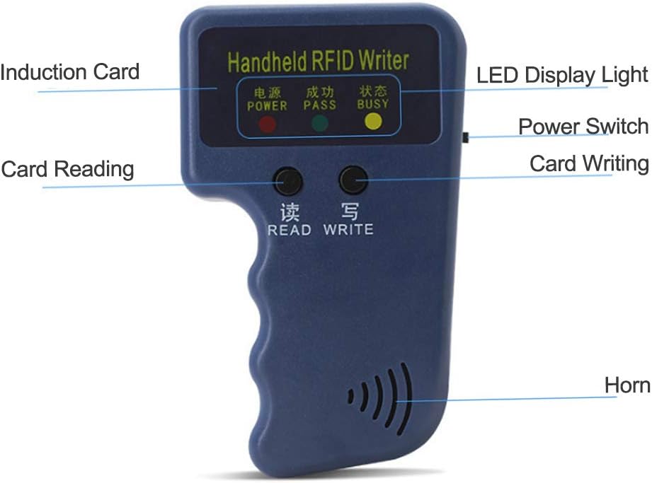 Handheld RFID Card Copier 125KHz ID Duplicator Reader Writer with 5Pcs Writable Keychain and 5Pcs Writable Card B5791