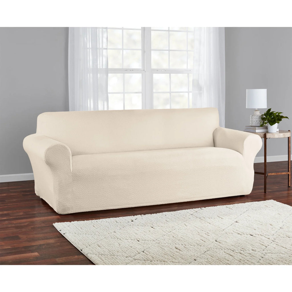 Boucle Stretch-to-Fit Fabric Sofa Slipcover, 1-Piece, Beige A446540