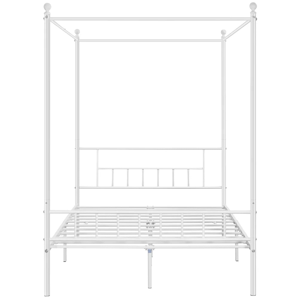 White Metal Canopy Bed Frame with Headboard and Footboard S153049
