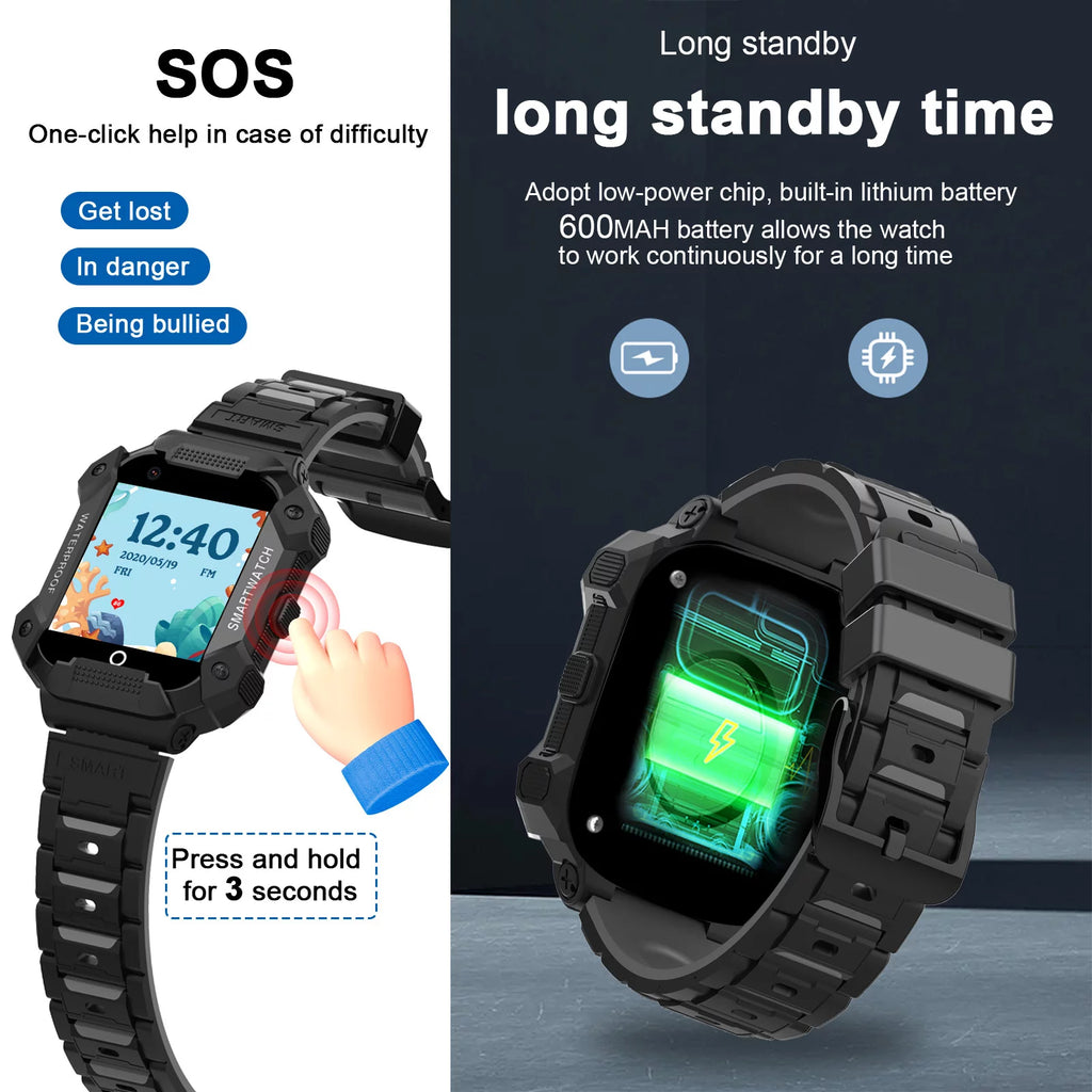 Black Kids Smart Watch with 4G SIM GPS D5433