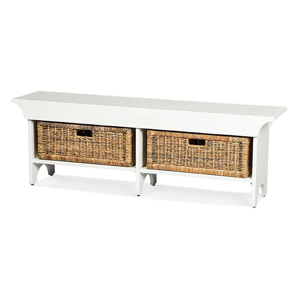 White Mahogany Wood Short Bench I623117
