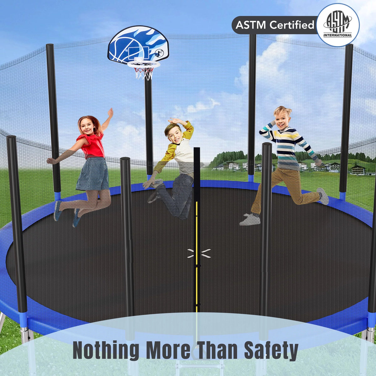 16FT Trampoline with Enclosure, Ladder, Basketball Hoop K508
