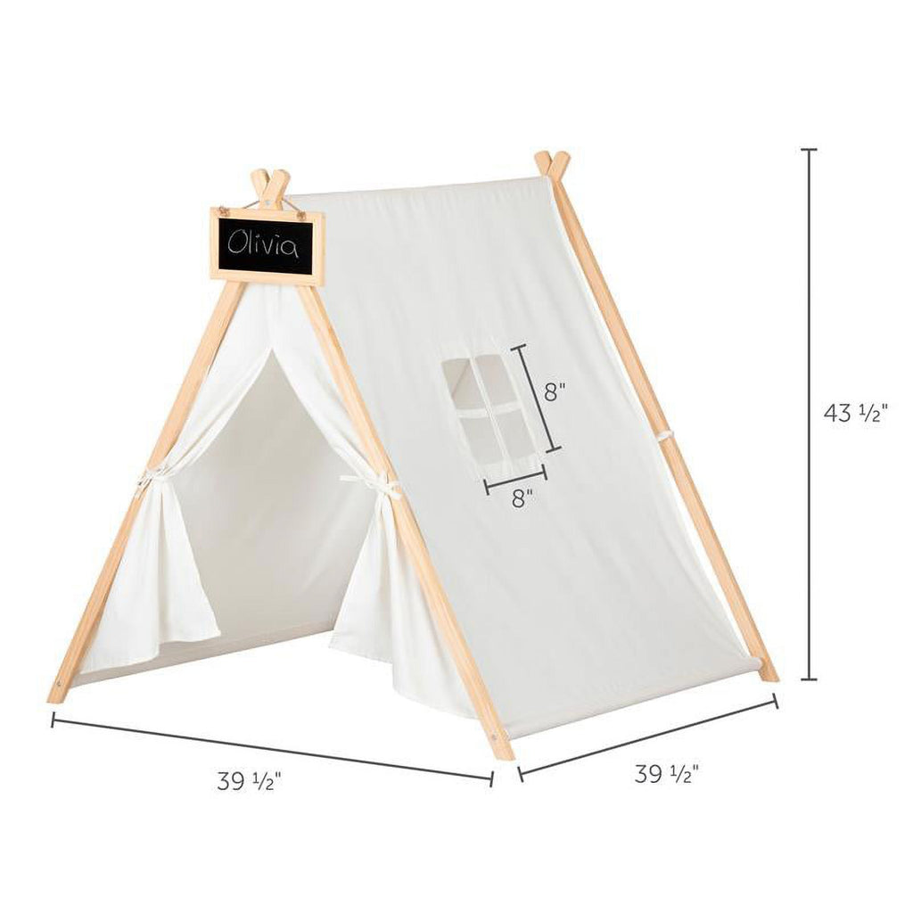 2-Piece Set with White House Bed and Play Tent with Chalkboard K555850