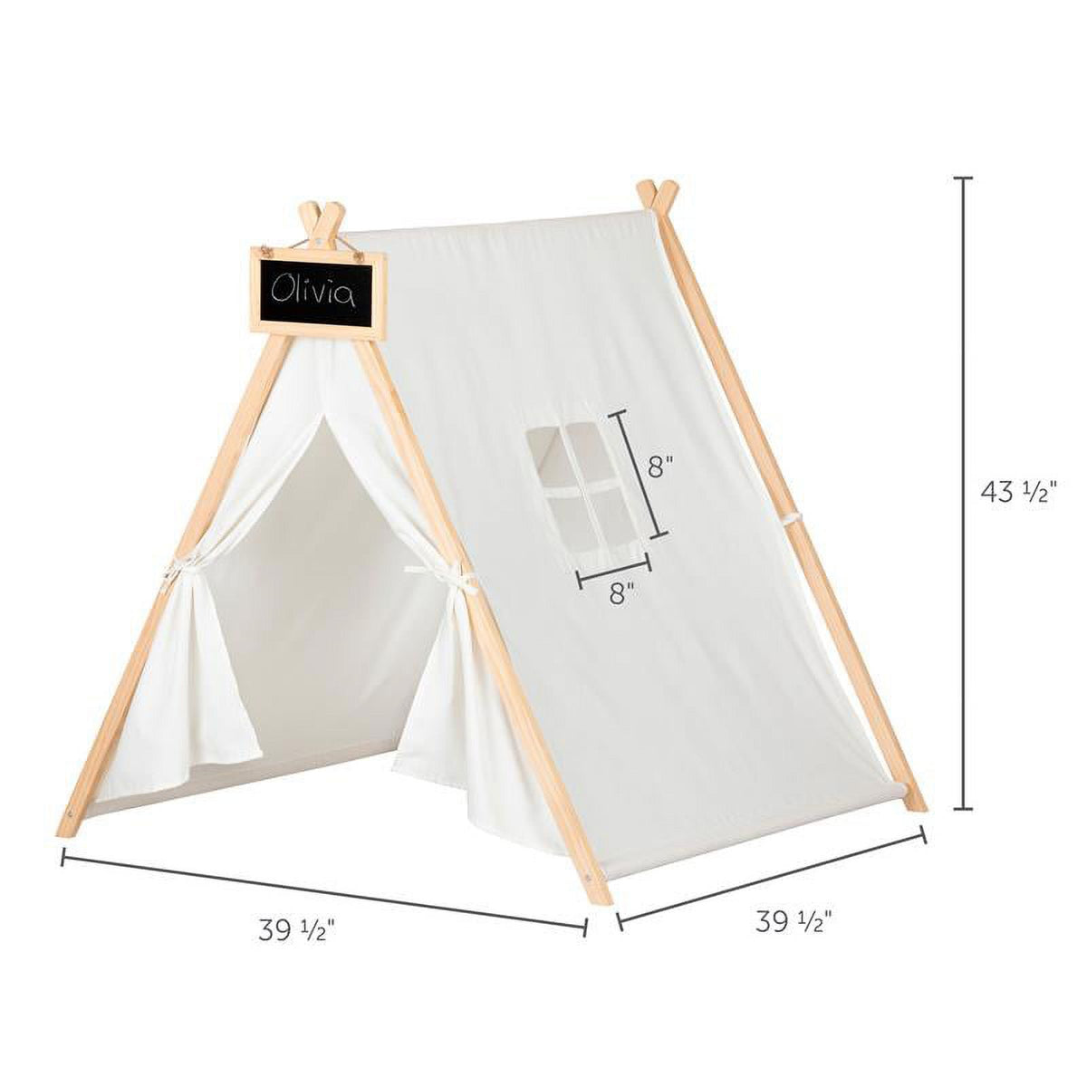 2-Piece Set with White House Bed and Play Tent with Chalkboard K555850