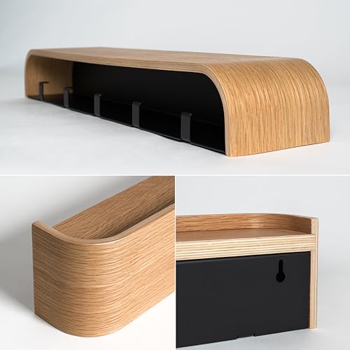 Solid Wood Veneer Coat Rack with Wall Hooks D68156