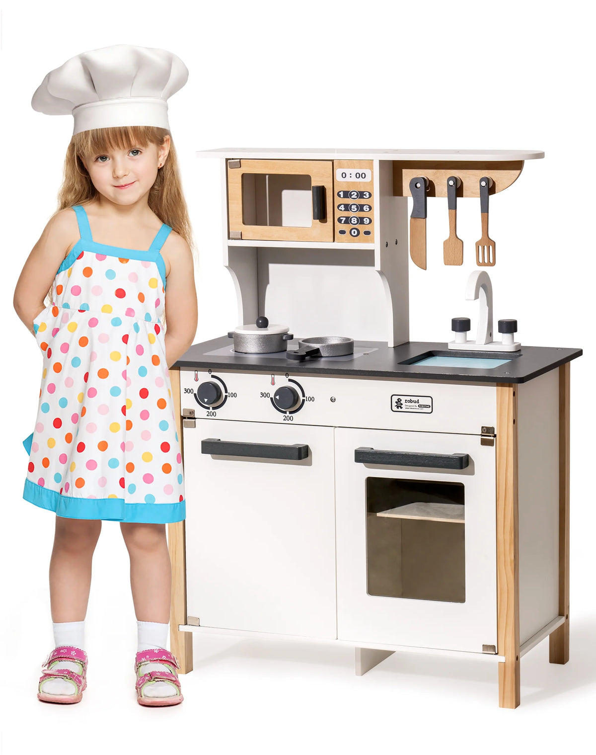 White Pretend Wooden Kitchen Play Set F6305