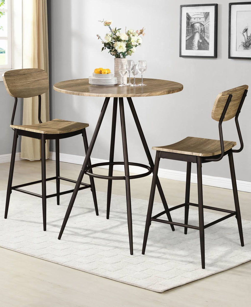 3-Piece Counter Dining Set Gray D46198
